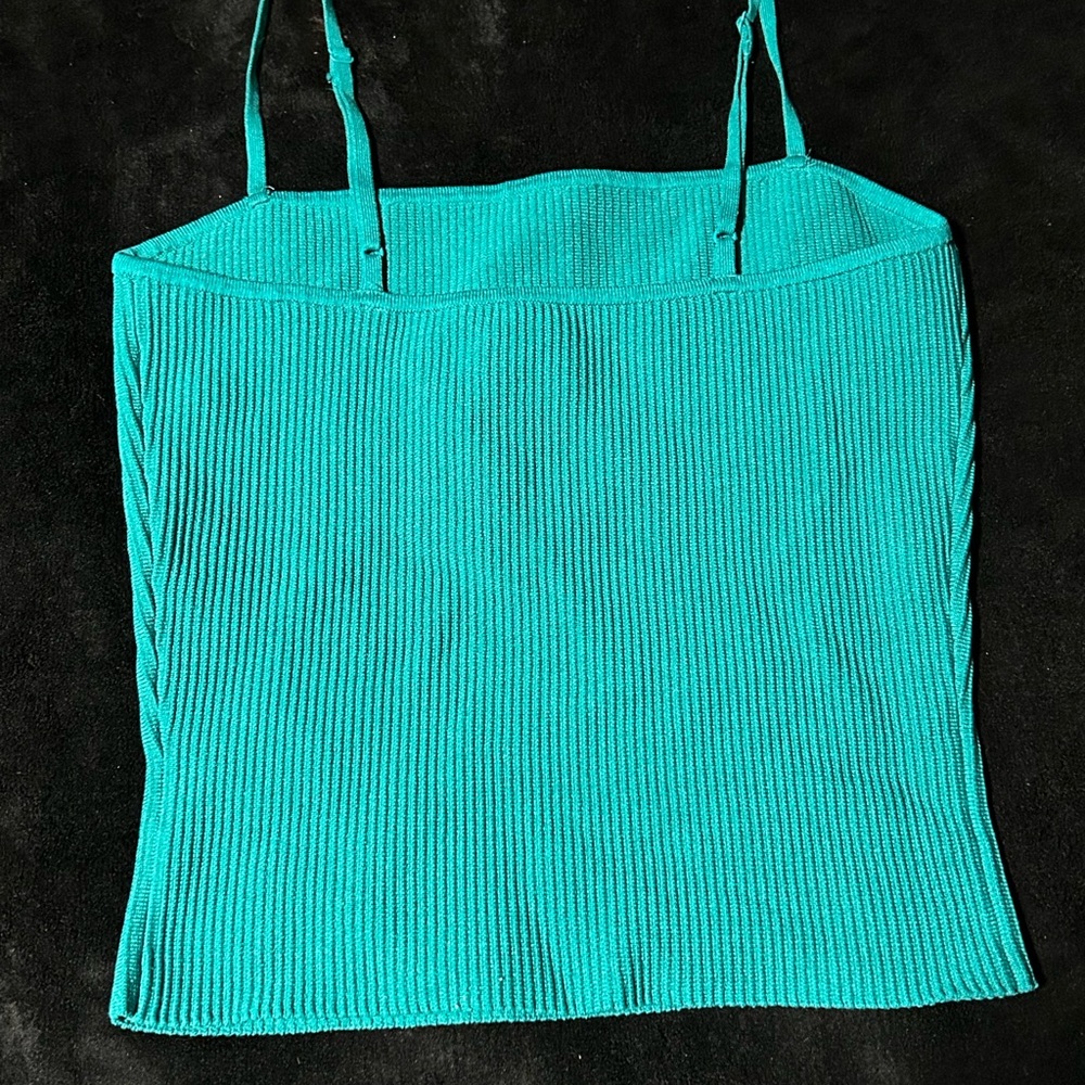 Teal Babaton Ribbed Spaghetti Strap Top: size medium - Picture 4 of 5